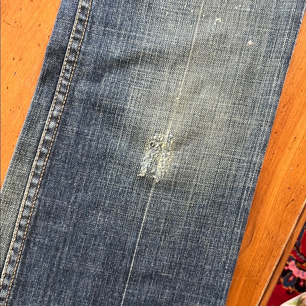 Escada Blue Flare Wide Leg Jeans with Chic Embroidery - Picture 8 of 11